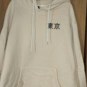 ROMWE Cream Hoodie with Anime Graphic - XXL
